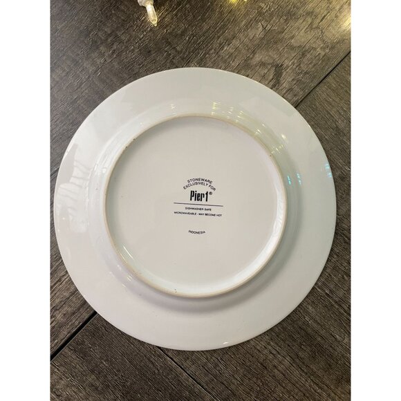 Pier 1 Imports Stoneware Yellow Bird & Floral 8 1/4" Round Salad Plate Lot Of 2 - Picture 5 of 6